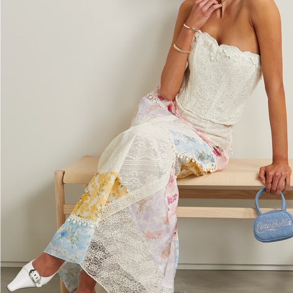 NWT LoveShackFancy Arno Bustier Lace Corset Top - Antique White - Picture 3 of 16